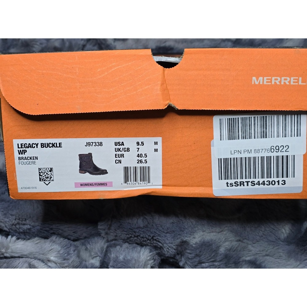 NWB Merrell Legacy Buckle WP Ankle Boots Womens 9.5M Brown Wool Blend Leather - Picture 7 of 8